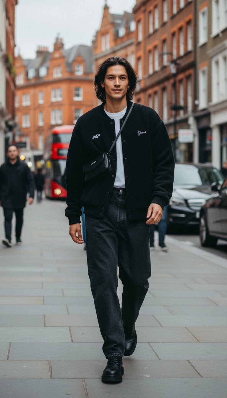 AI product shot of Grand Collection x New Balance Polar Fleece Windshirt Jacket Black