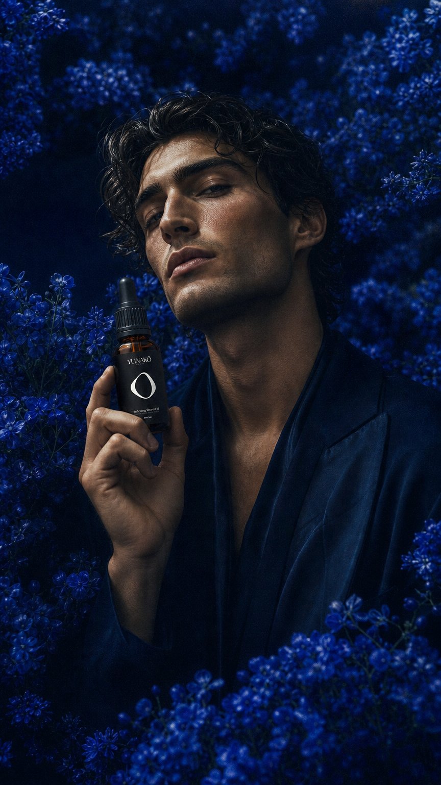 AI product shot of Yunakō Softening Beard Oil