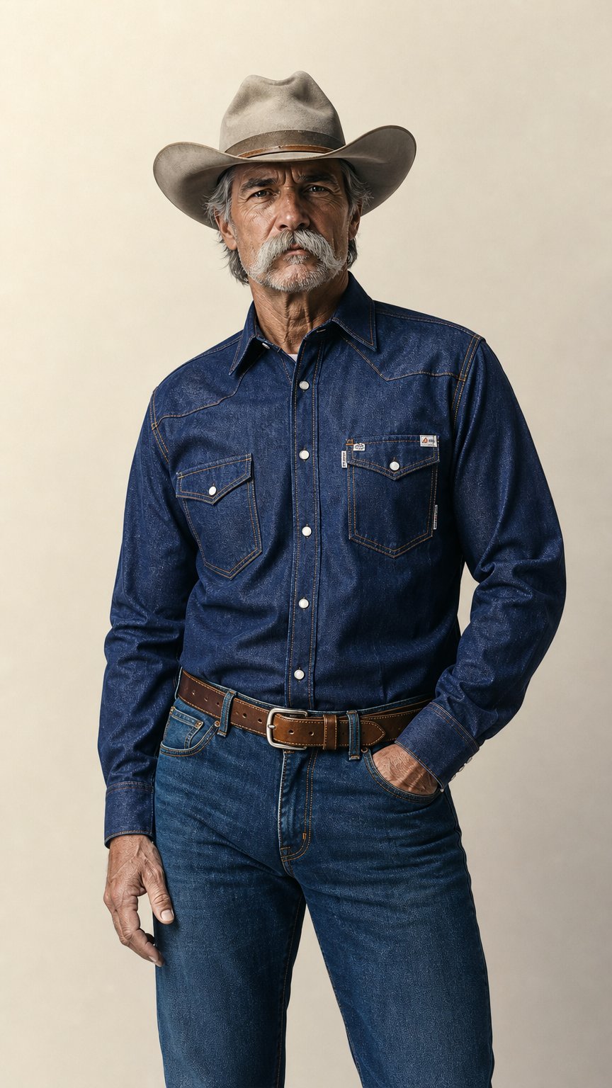 AI product shot of FR Denim Snap Shirt
