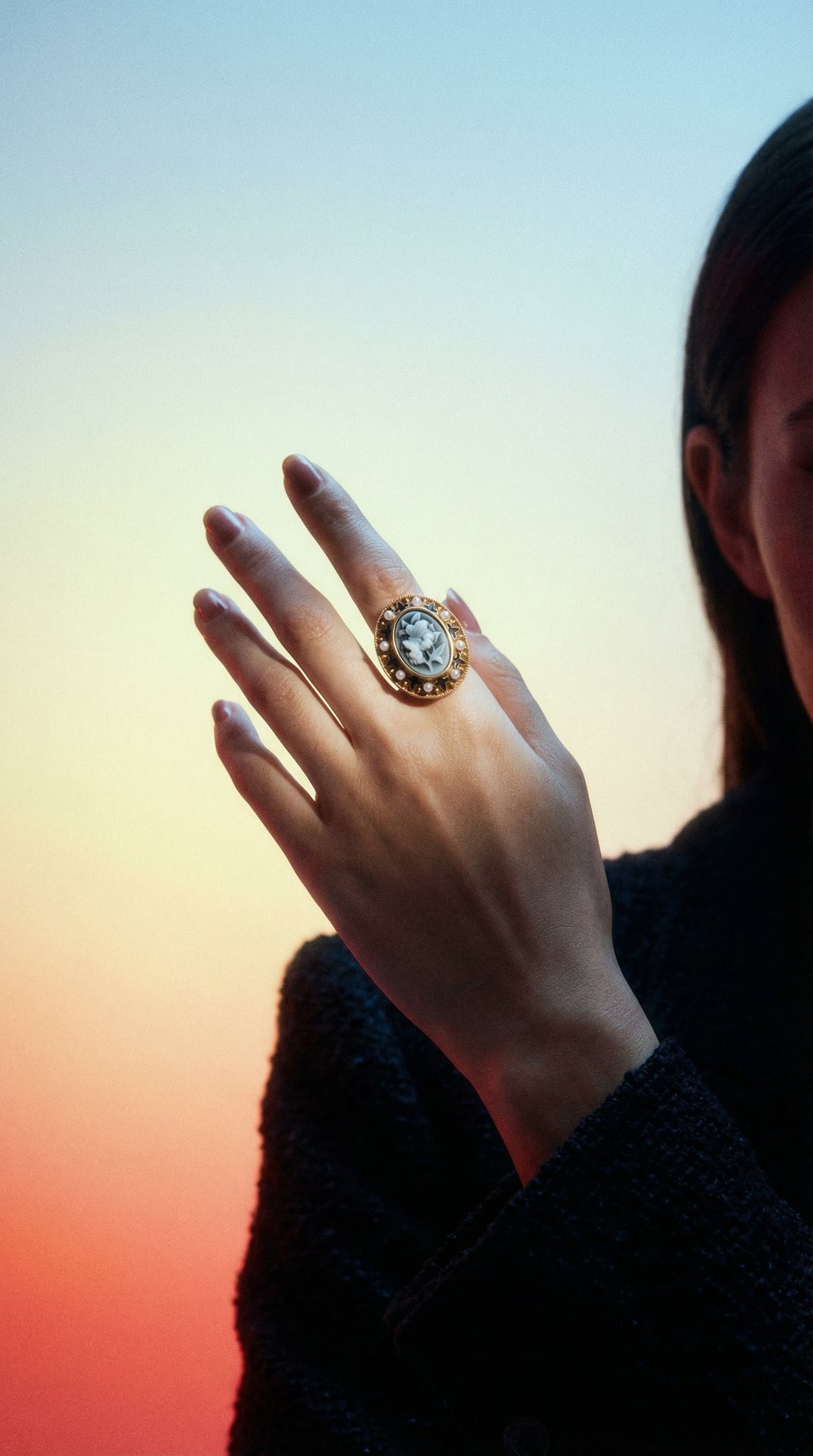 AI product shot of Cameo Bloom Ring