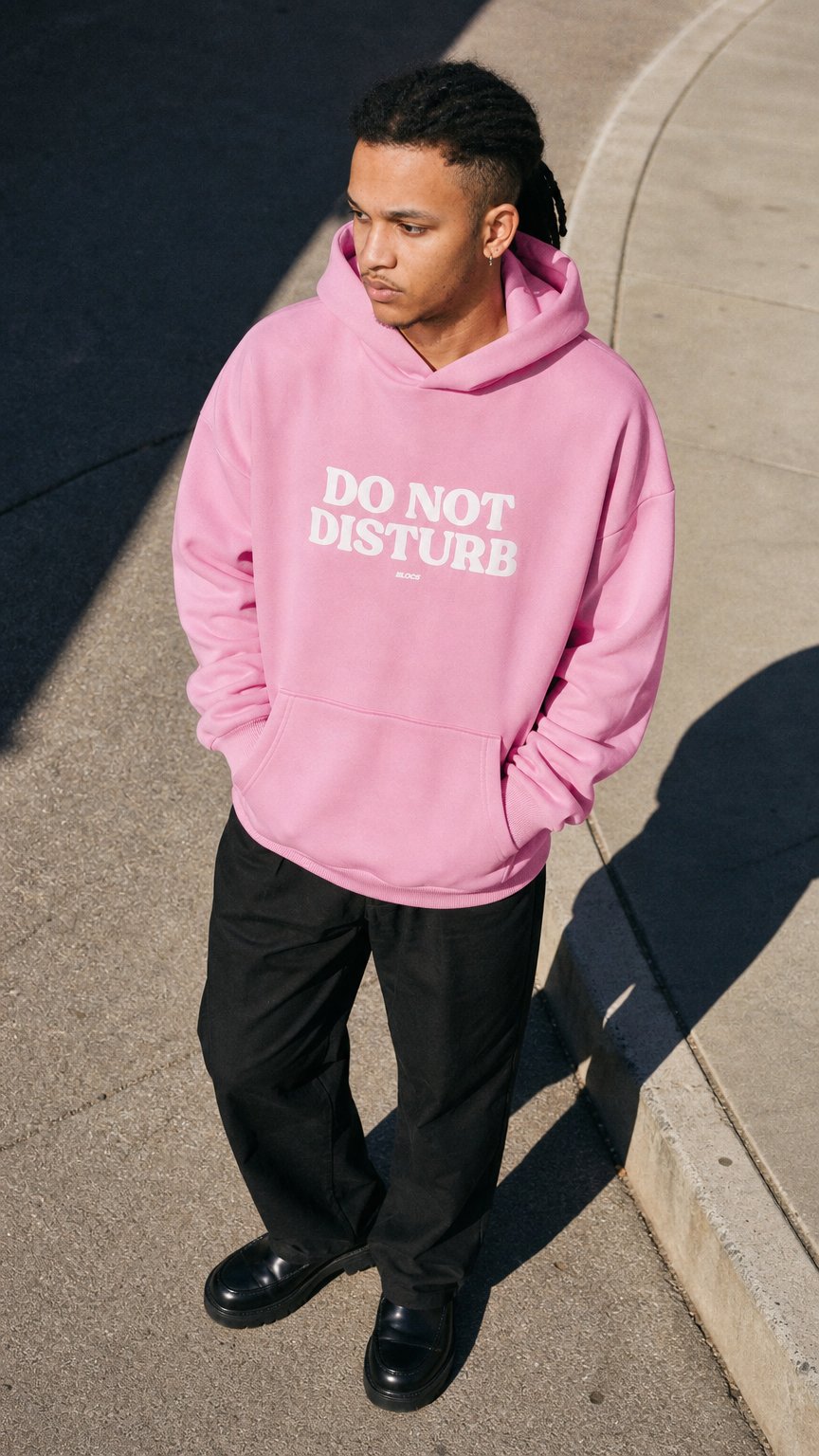 AI product shot of DND HOODIE - BABY PINK