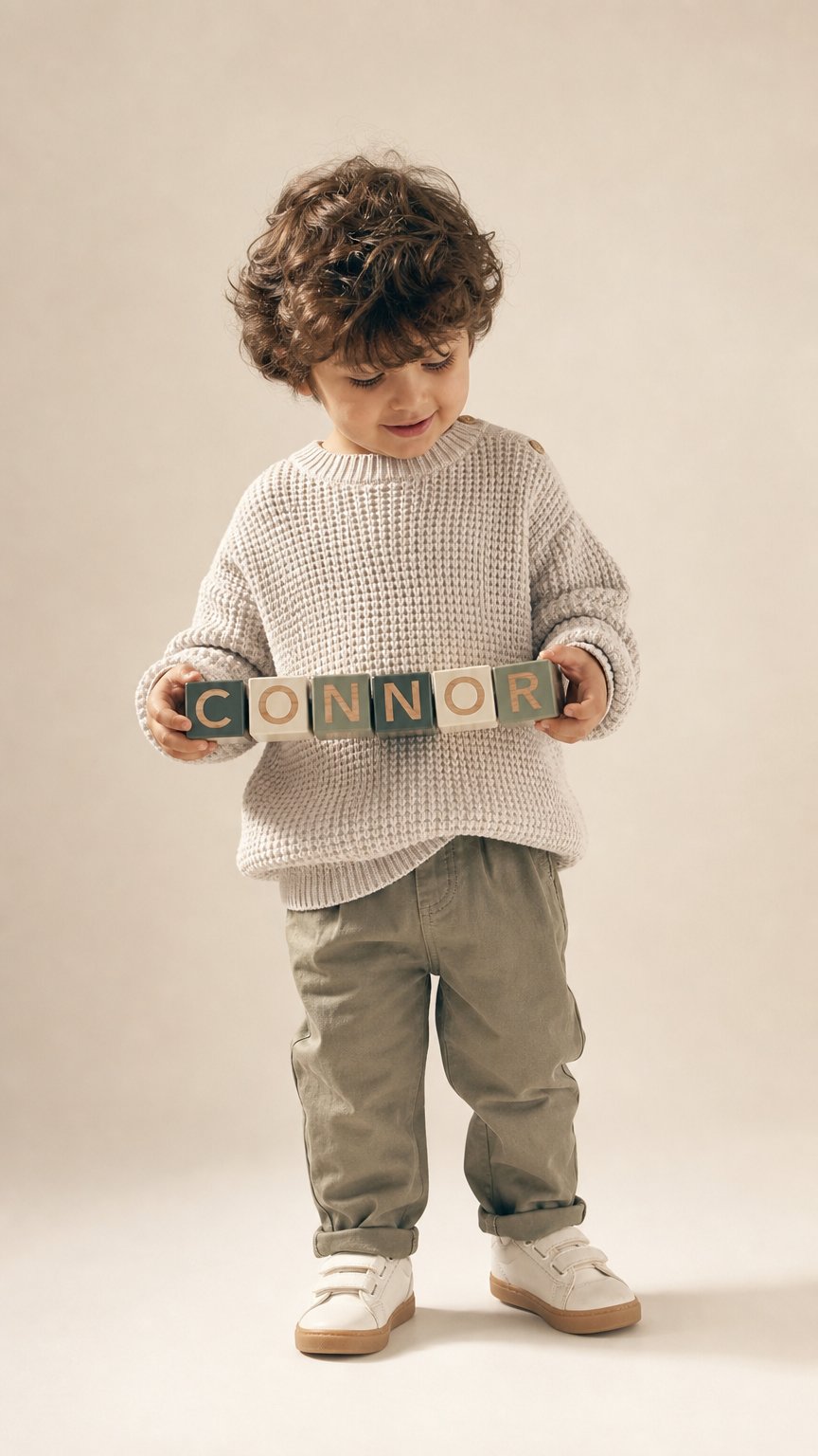 AI product shot of Personalized Wooden Name Blocks | Neutral Nursery Decor