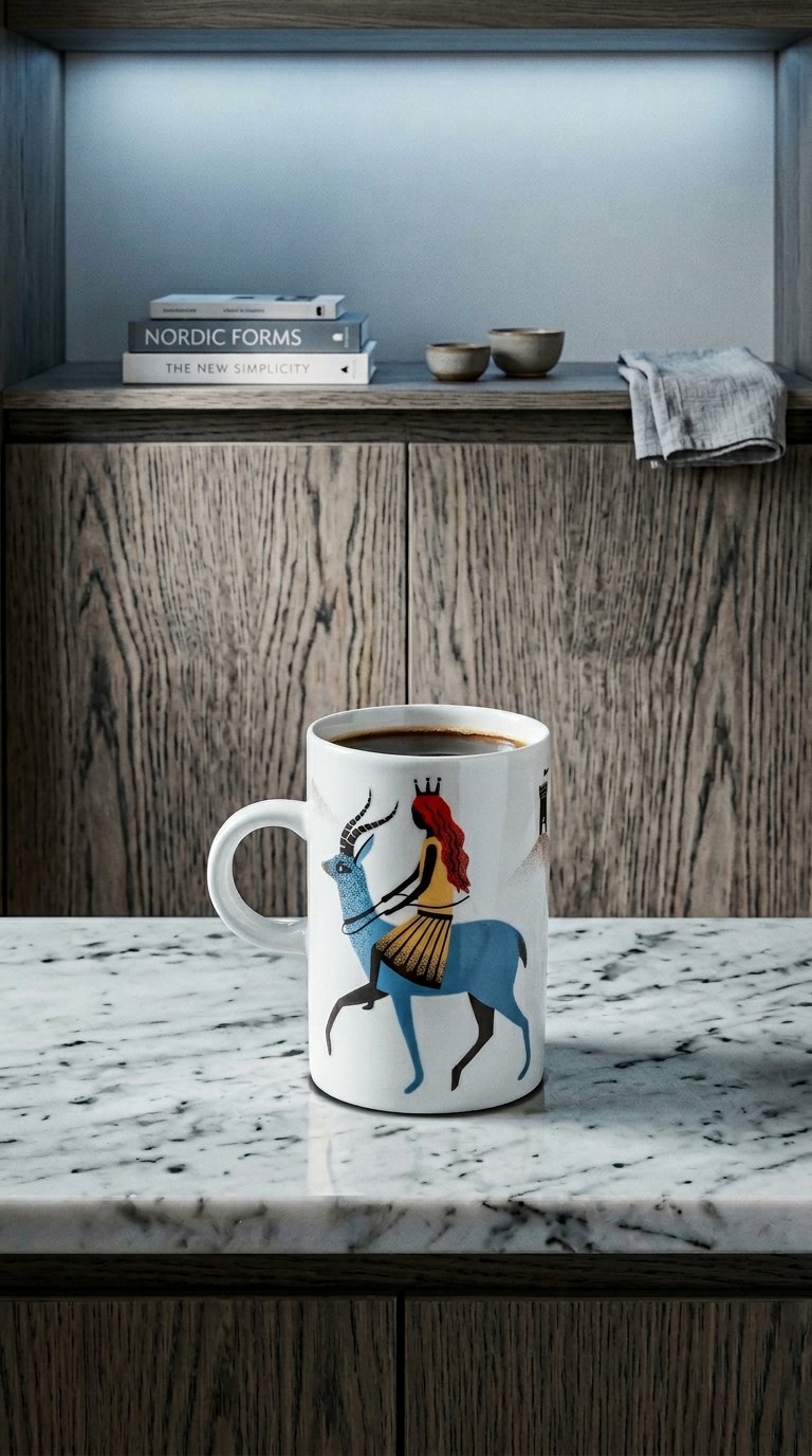 AI product shot of “Mighty One” Tall Coffee/Tea Mug Set: Danica Studio