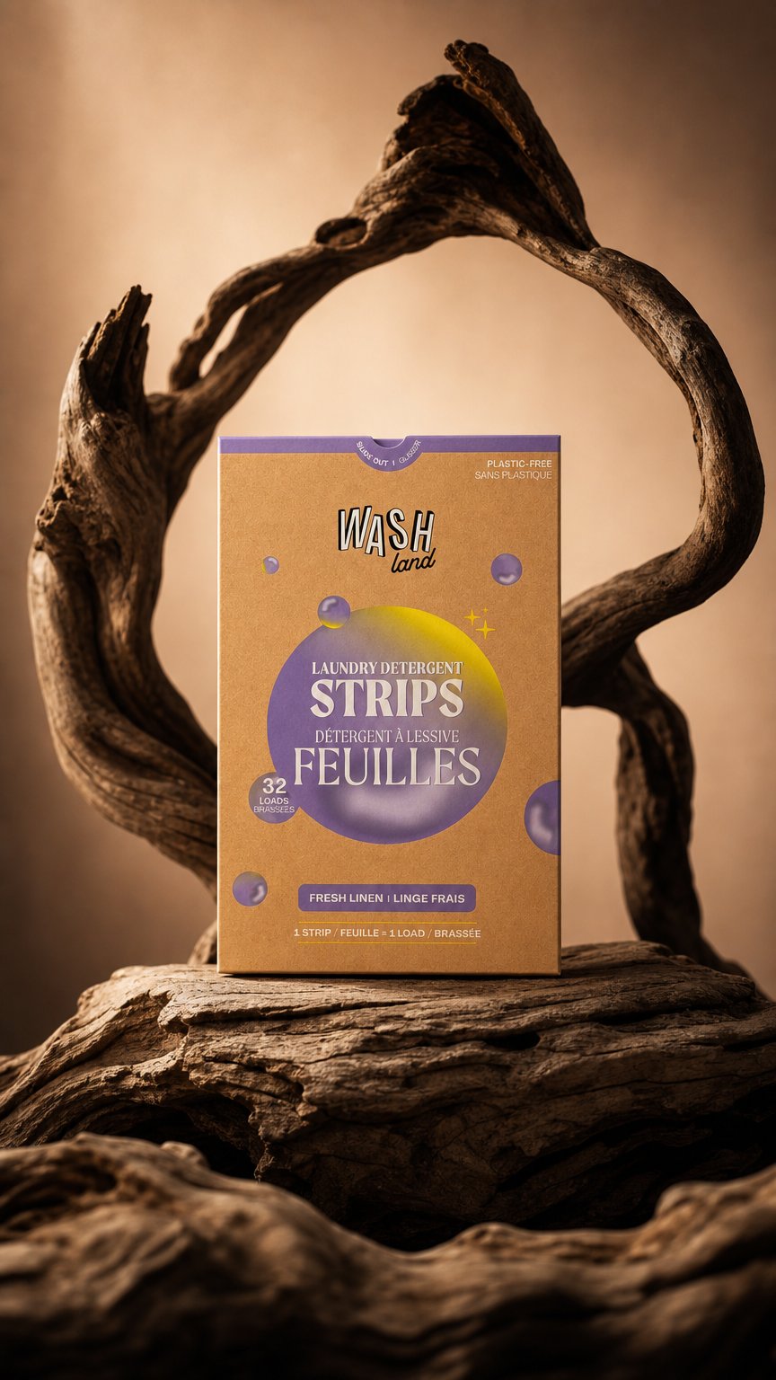 AI product shot of Laundry Detergent Strips 2.0 (Fresh Linen)