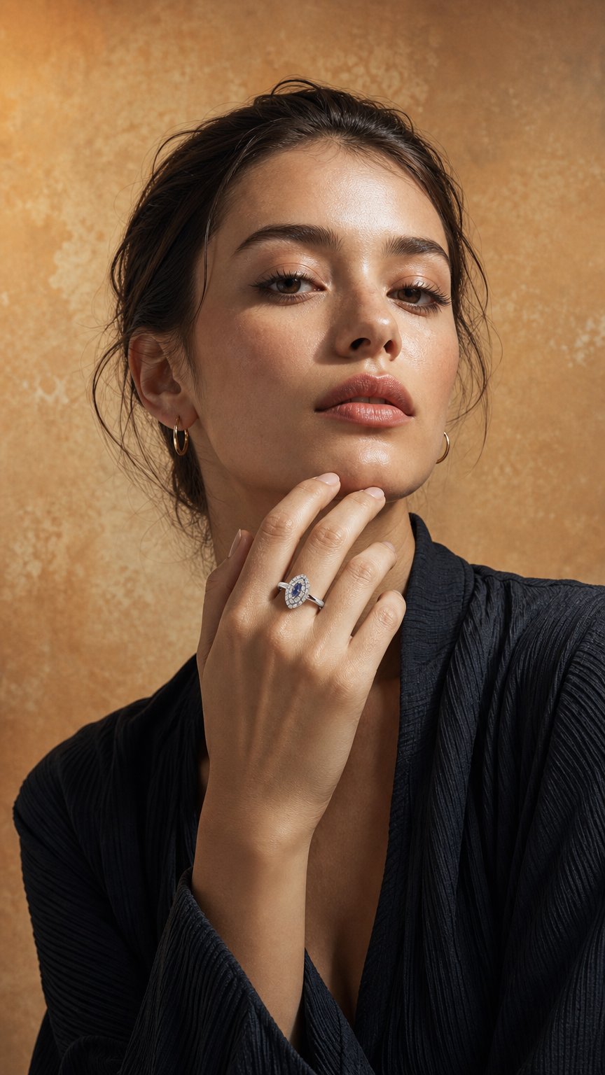 AI product shot of Bague diamant Bleu Naturel