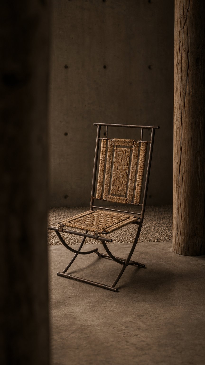 AI product shot of Wrought Iron & Woven Folding Chairs (Set of 2)