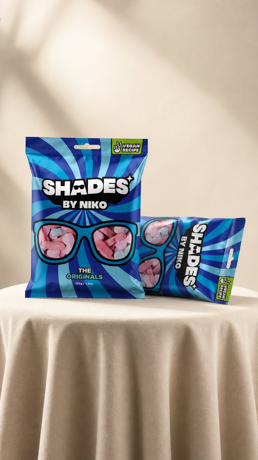 AI product shot of Shades by Niko: The Originals (150g Bag)