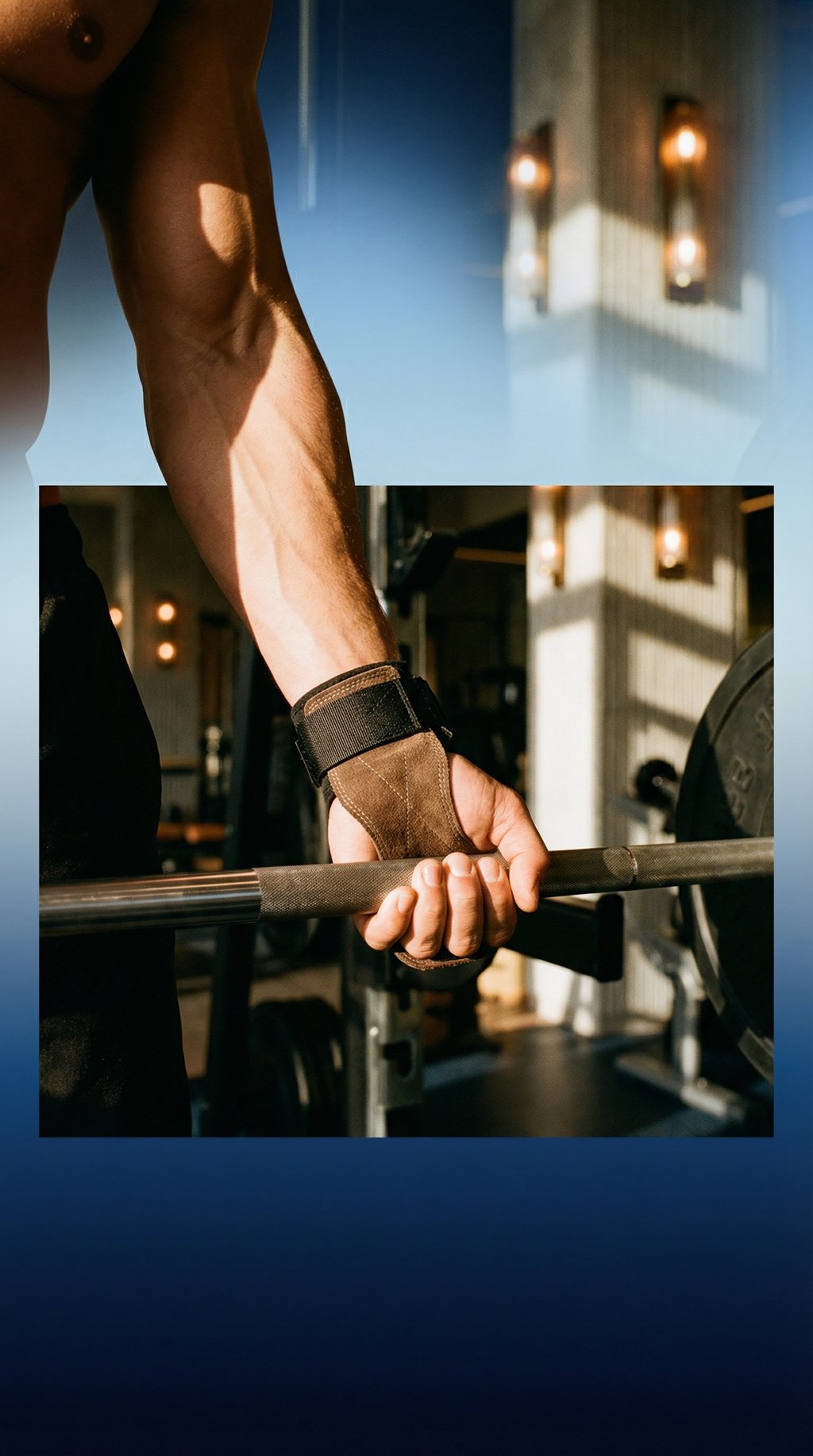 AI product shot of LUXIAOJUN Leather Deadlift Grip