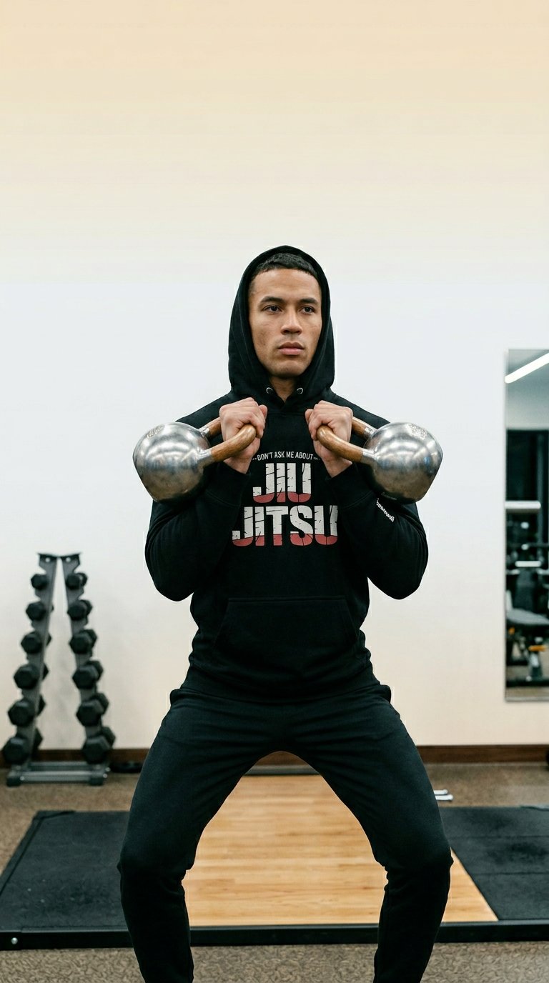 AI product shot of DON'T ASK ME ANBOUT JIU JITSU | FITTED HOODIE
