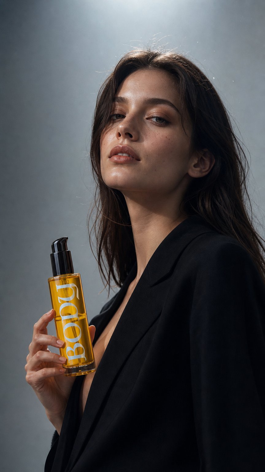 AI product shot of Aceite corporal nutritivo