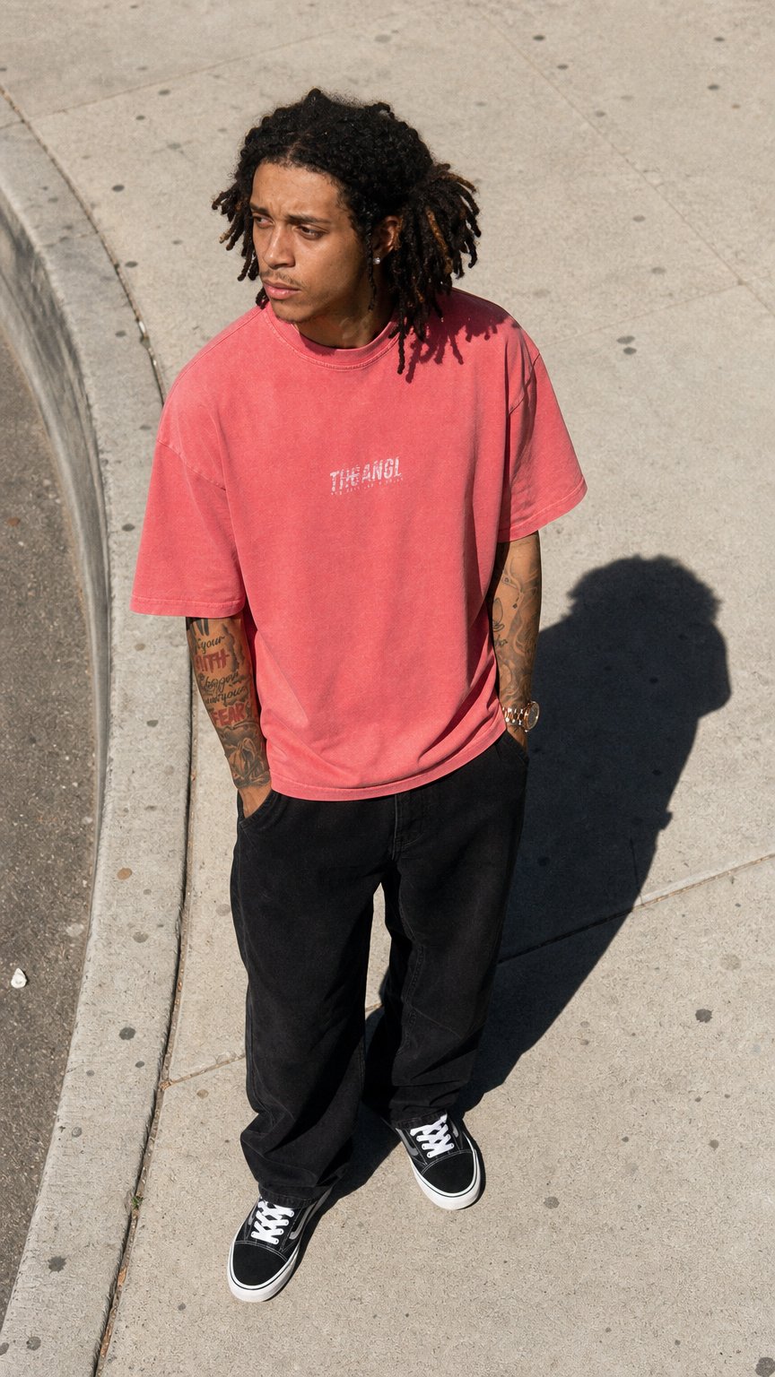 AI product shot of Washed Basic T-Shirt - Pink