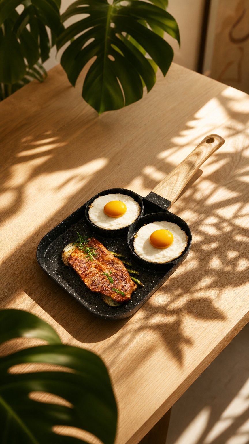 AI product shot of Tapadásmentes 3-as elosztású serpenyő