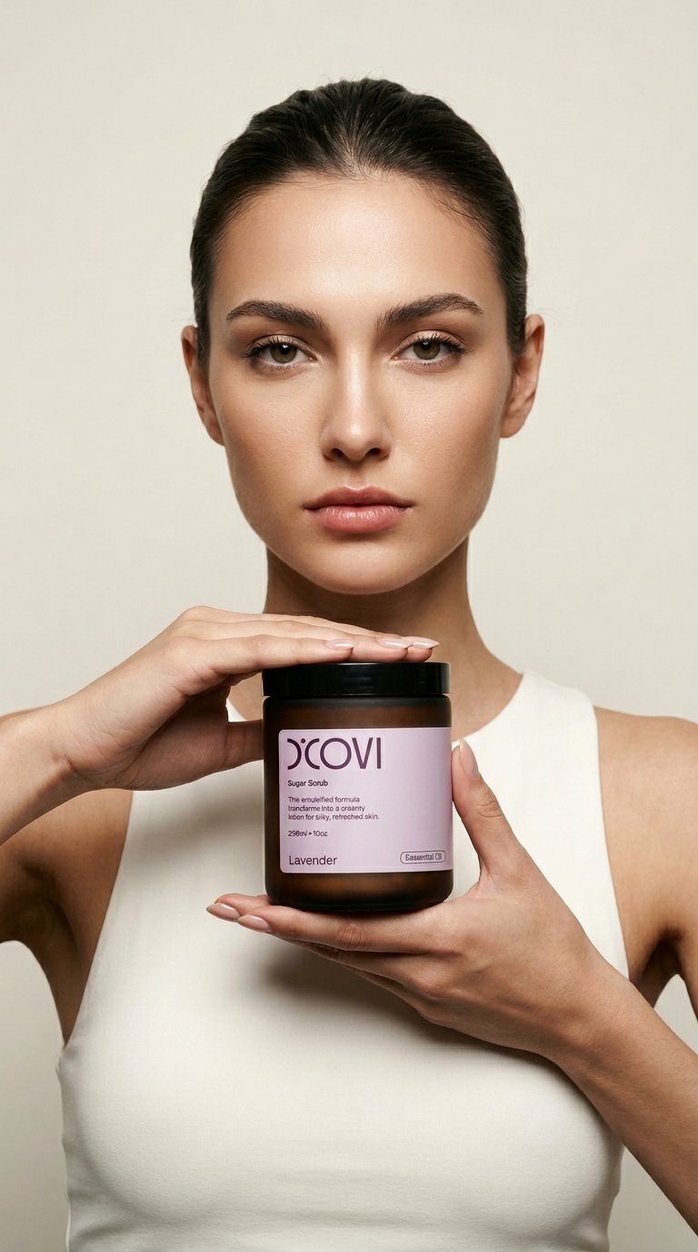 AI product shot of Lavender Sugar Scrub