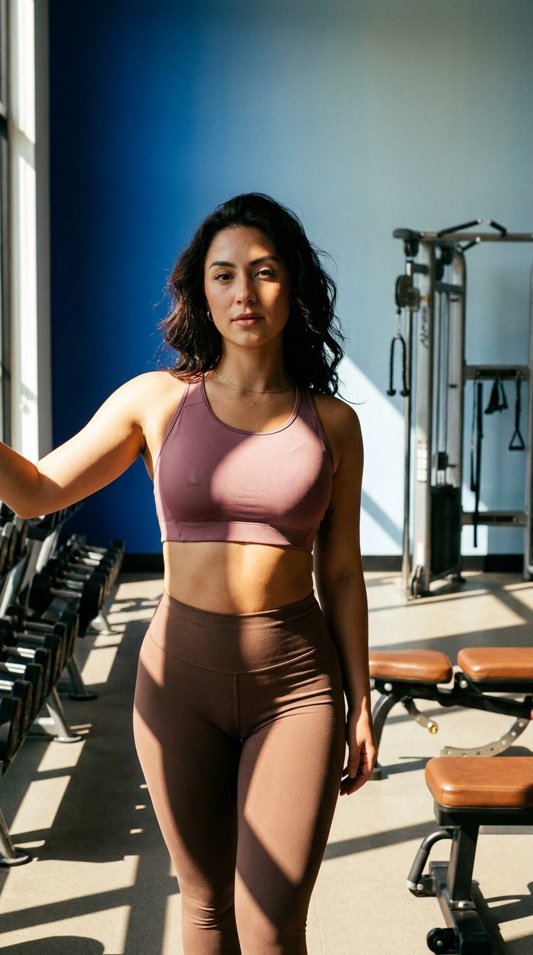 AI product shot of The Sporty Bra - Mauve Taupe