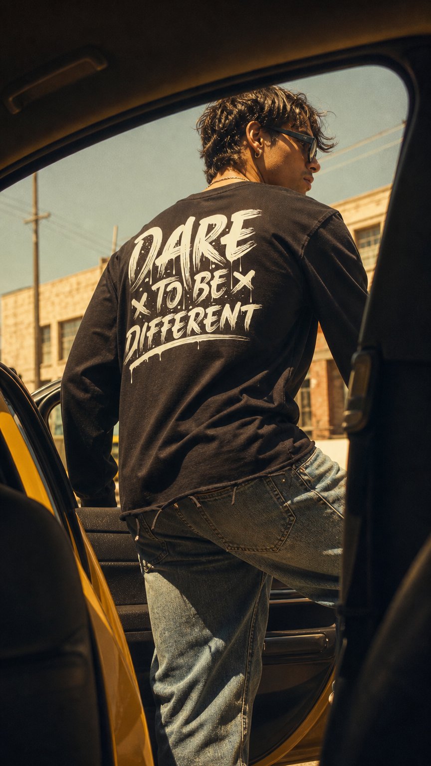 AI product shot of Dare To Be Different – T Shirt
