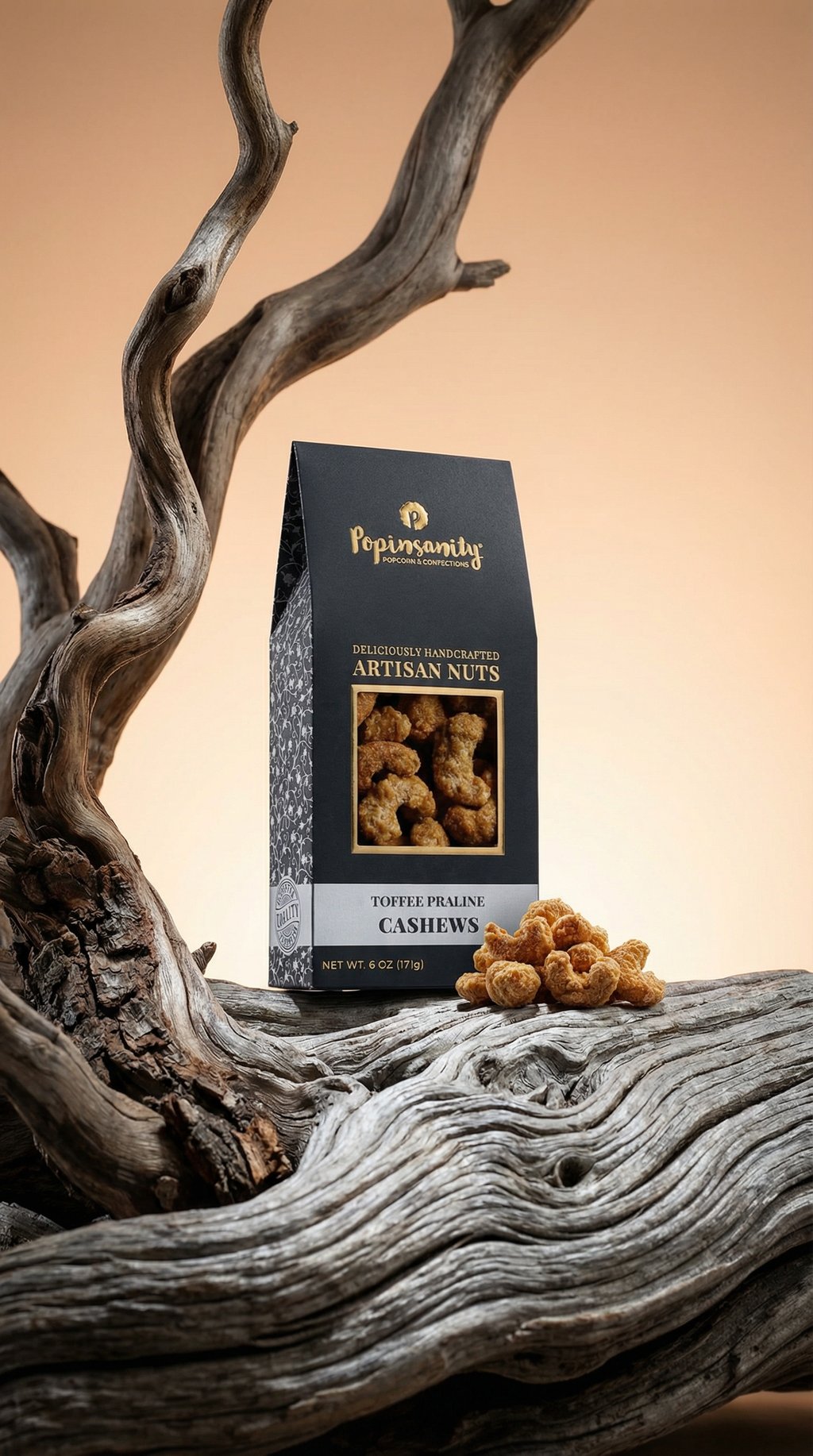 AI product shot of Toffee Praline Cashews