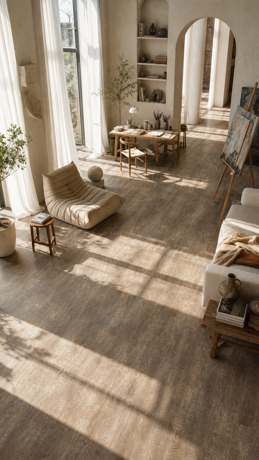 AI product shot of Living by HARO Designboden HydroStar Landhausdiele 4VM Eiche Monza geräuchert* rustikal strukturiert