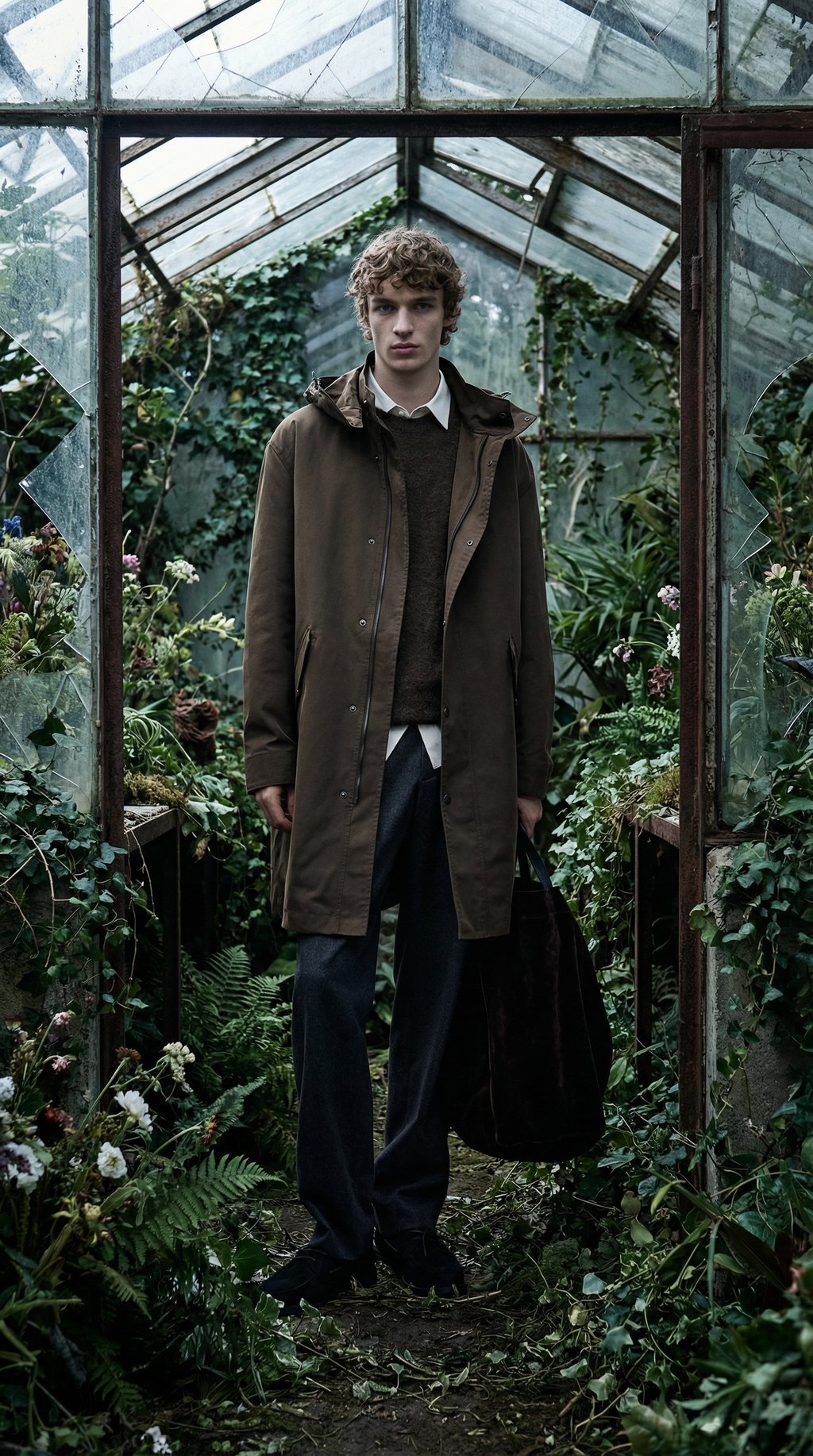 AI product shot of Langer Parka aus Funktionsstoff mit herausnehmbarem Futter