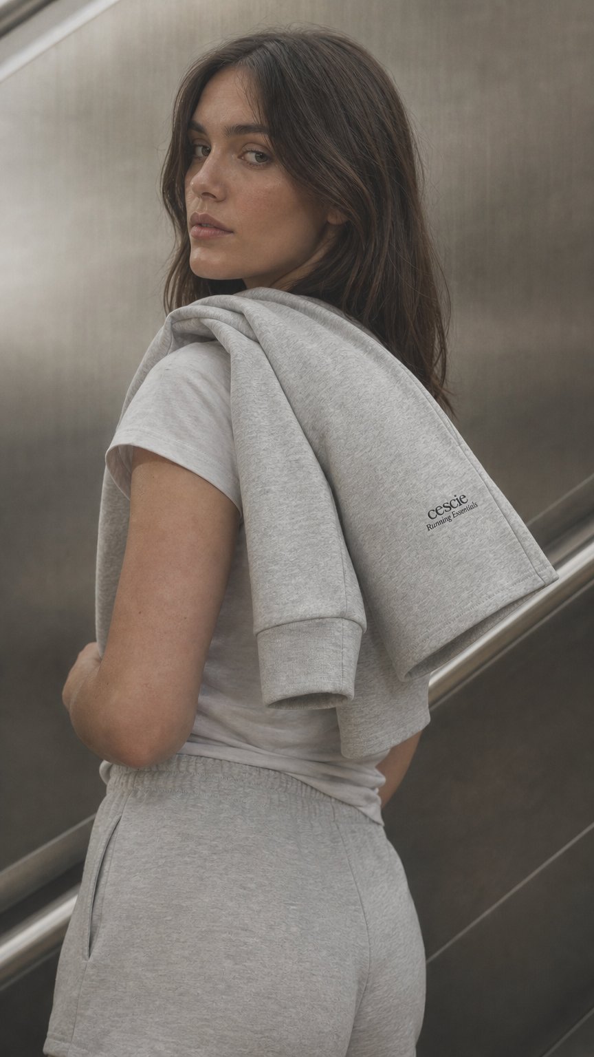 AI product shot of Running Essentials Shorts Grey Marl