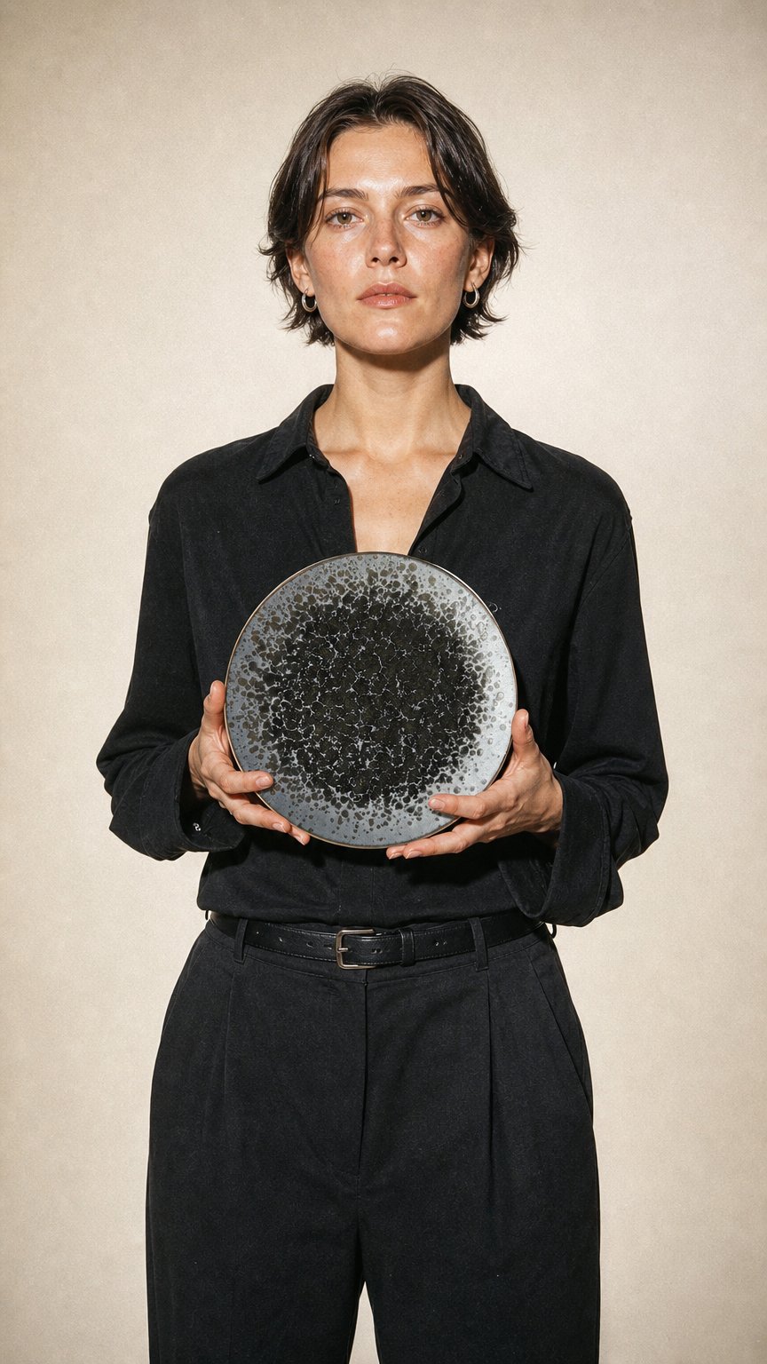 AI product shot of Black Pearl large plate 28cm