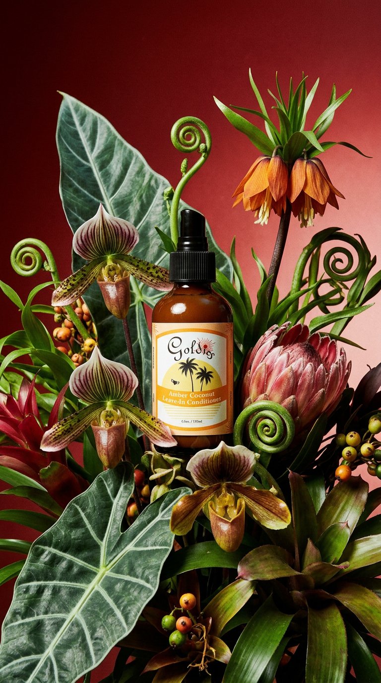 AI product shot of Amber Coconut Leave-in Conditioner