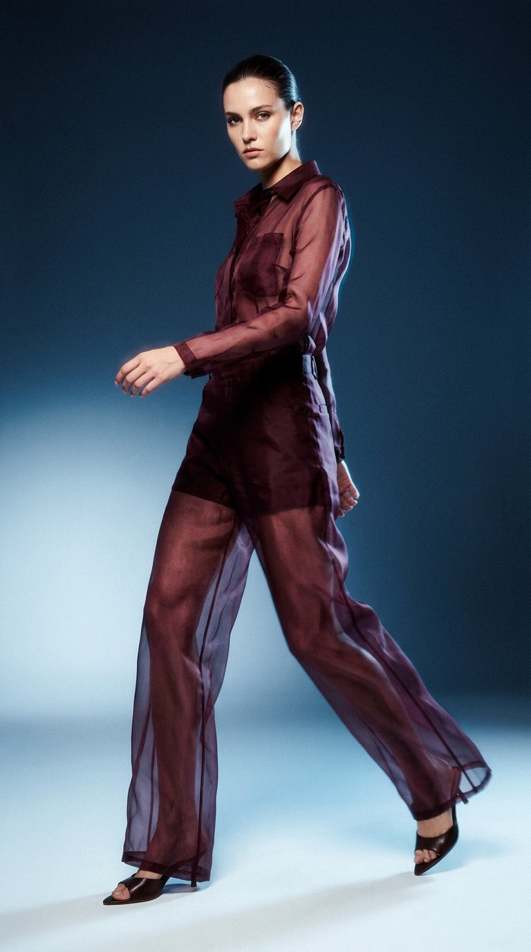 AI product shot of FEDERICA TOSI Organza Wide leg Pants