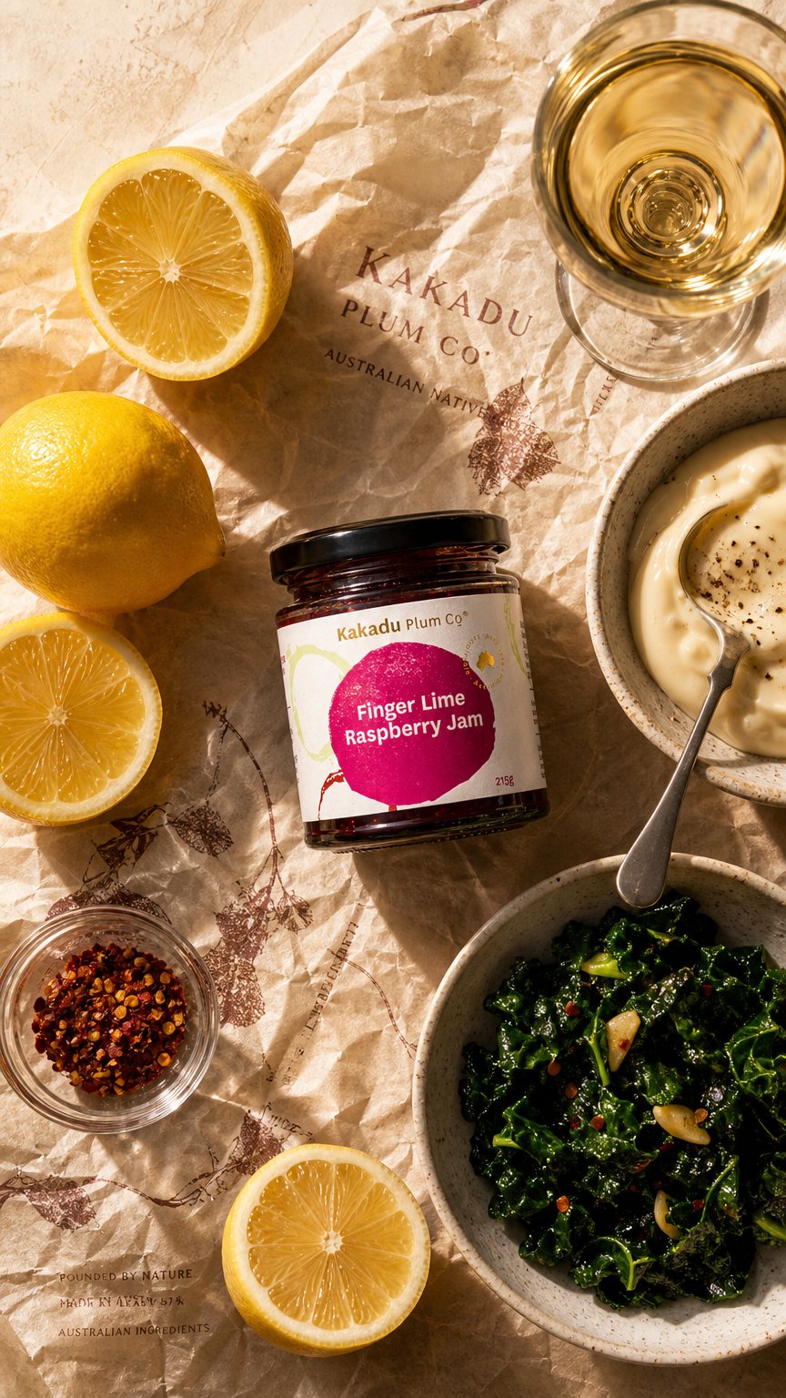 AI product shot of Finger Lime Raspberry Jam