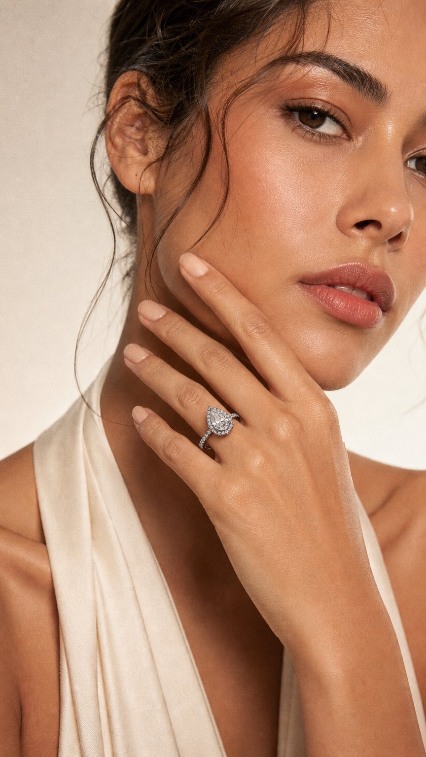 AI product shot of Teardrop Solitaire Ring