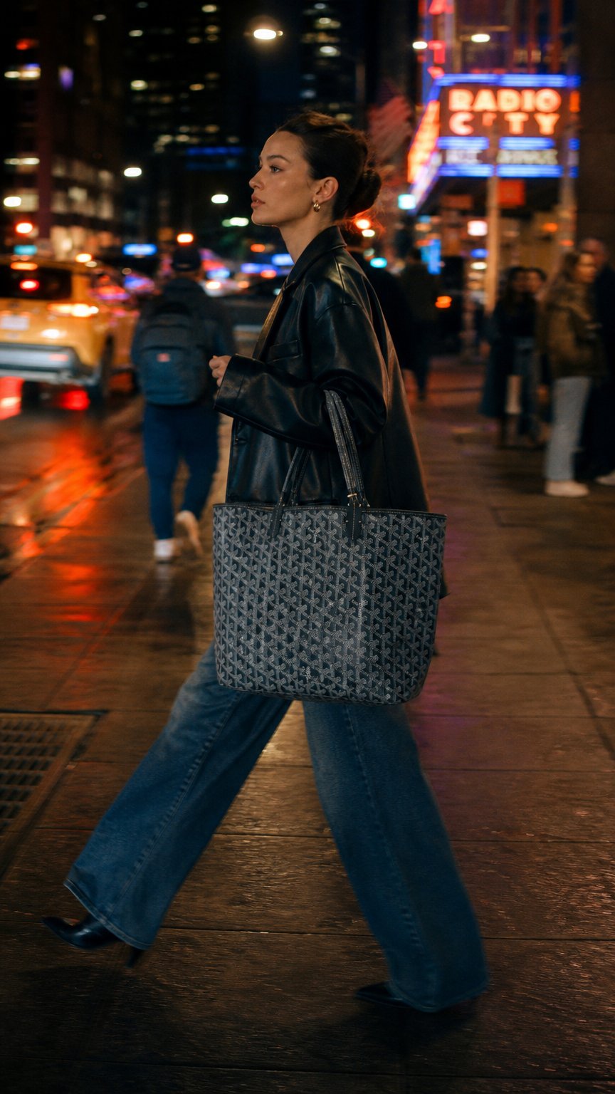 AI product shot of Goyard Saint Louis PM Goyardine Canvas Tote Bag Grey Silver-Tone Hardware