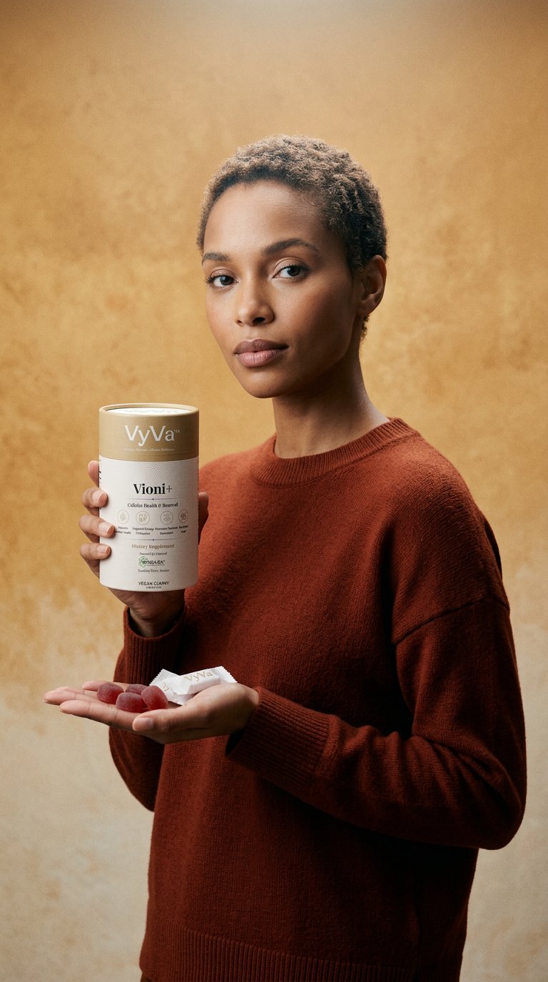 AI product shot of Vioni+ Cellular Glow Gummies