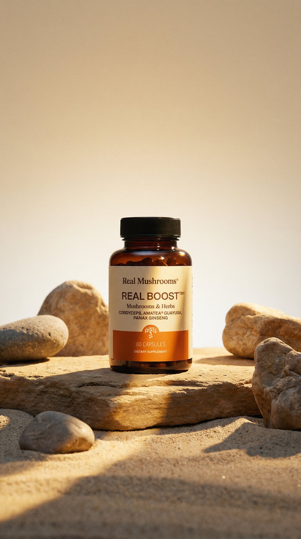 AI product shot of RealBoost - Cordyceps, Guayusa and Ginseng
