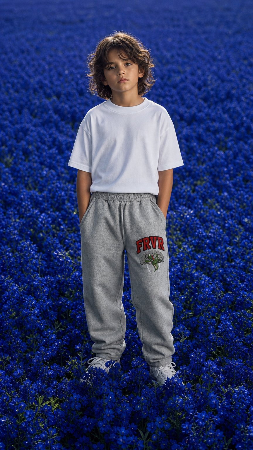 AI product shot of FRVR | Nonstop Collaboration Kid's Wide Leg Sweatpants