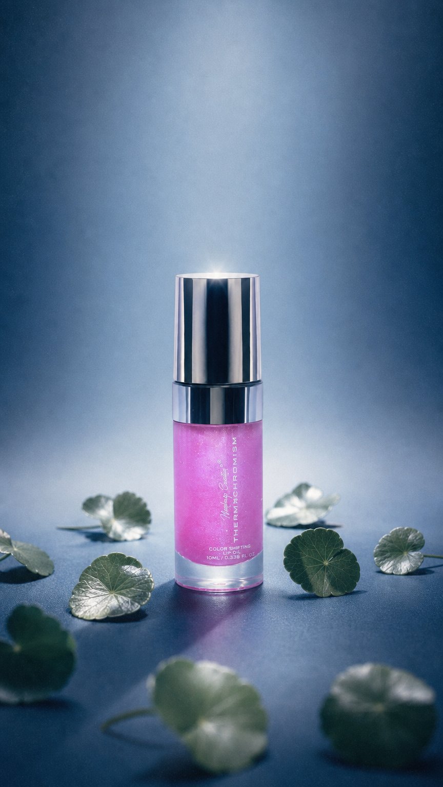 AI product shot of Pink Thermochromism Lip Oil