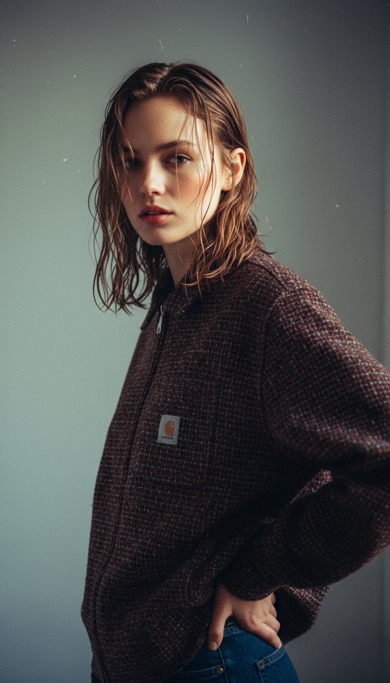 AI product shot of Carhartt WIP Bellamy Shirt Jacket Bellamy Check Tobacco