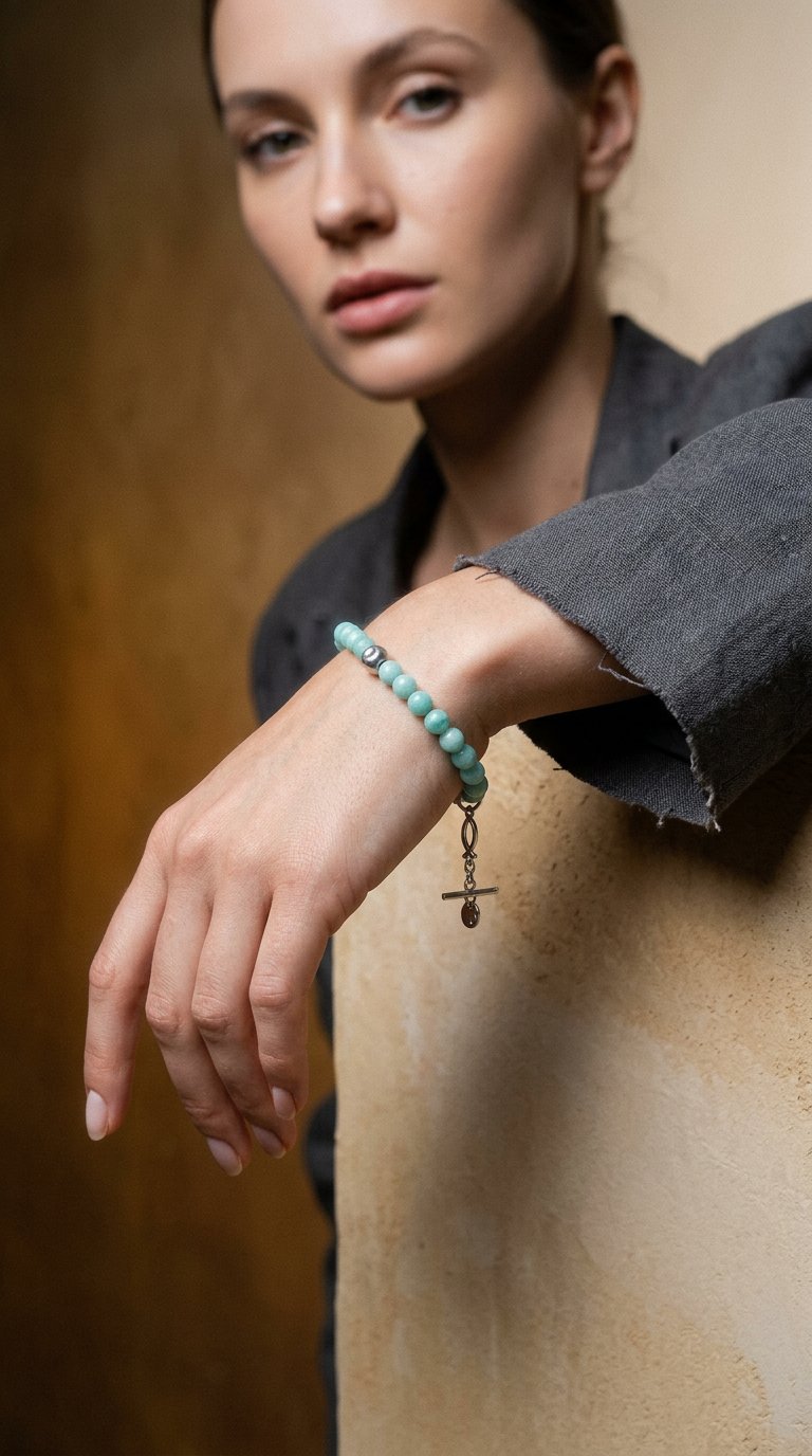 AI product shot of Atlantic Perù Amazonite Bracelet