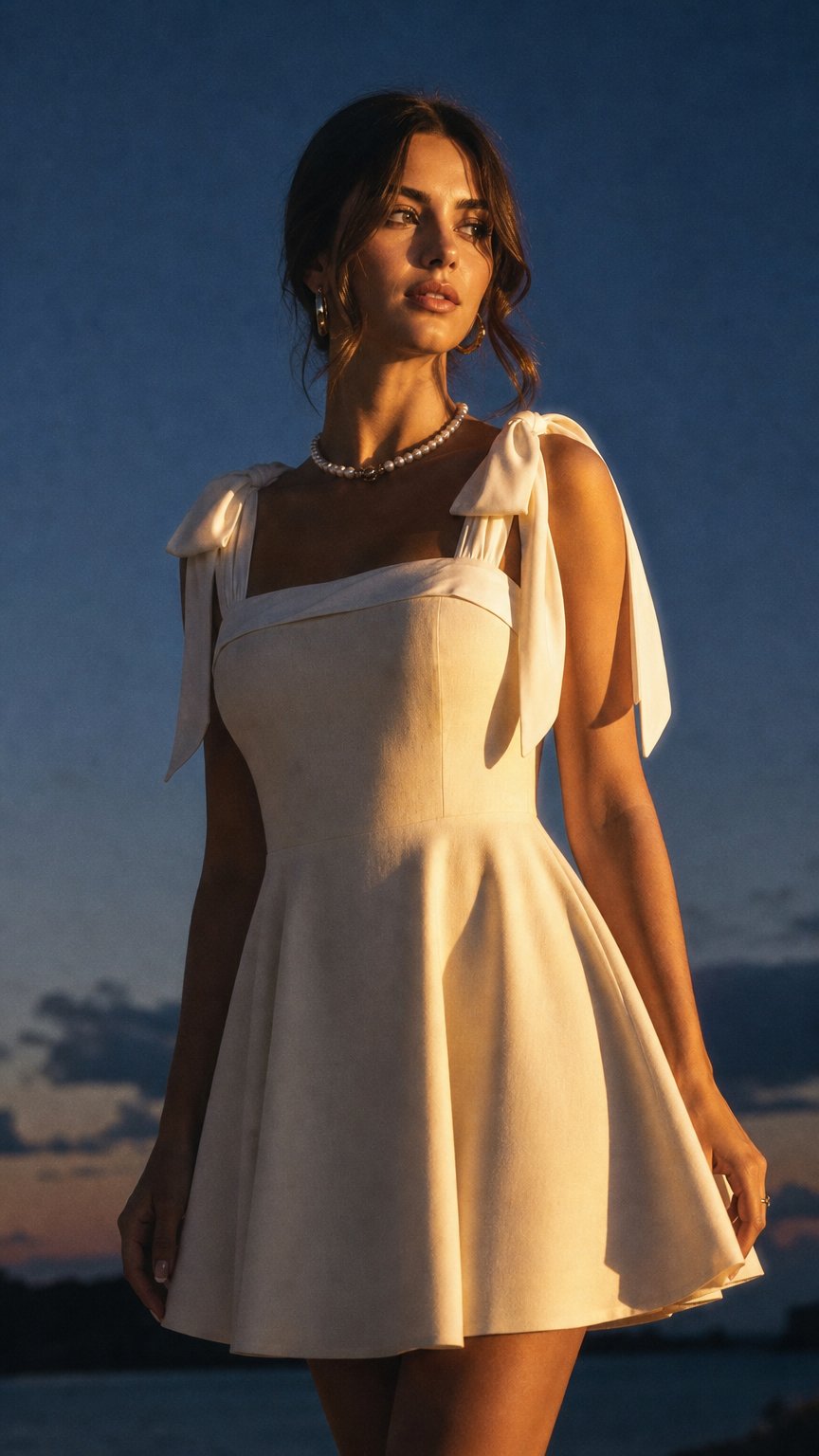 AI product shot of Square-Neck Linen Shift
