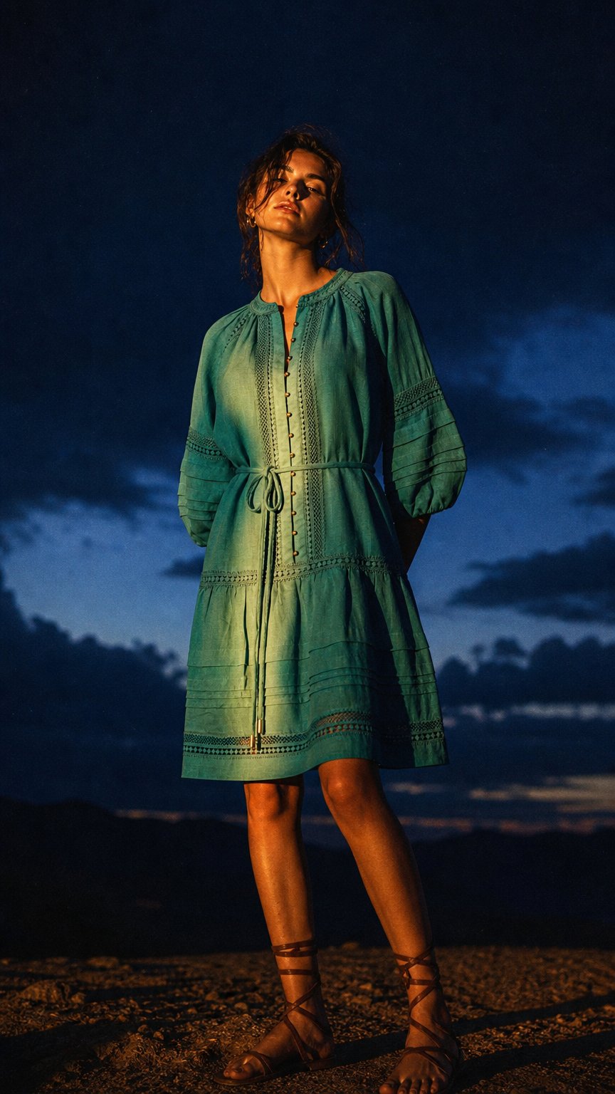 AI product shot of Jostle Dress - Cedar