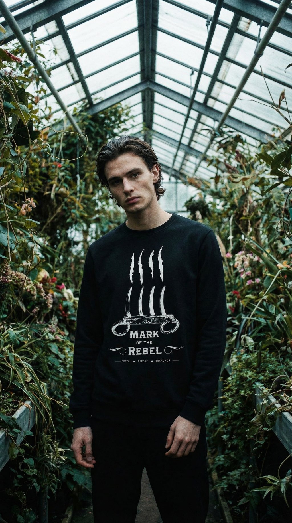 AI product shot of Rebels Crewneck