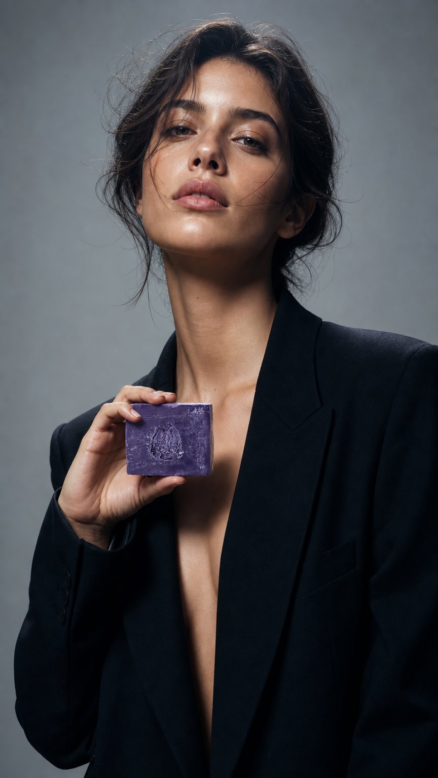 AI product shot of SAPONE NATURALE ALLA LAVANDA 125 GR