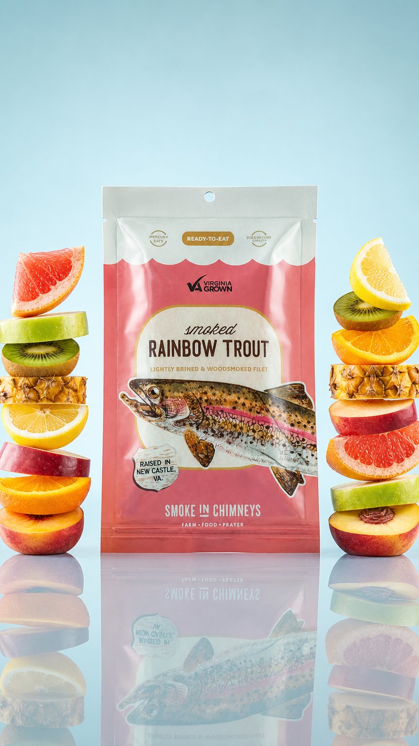 AI product shot of Smoked Trout Filets