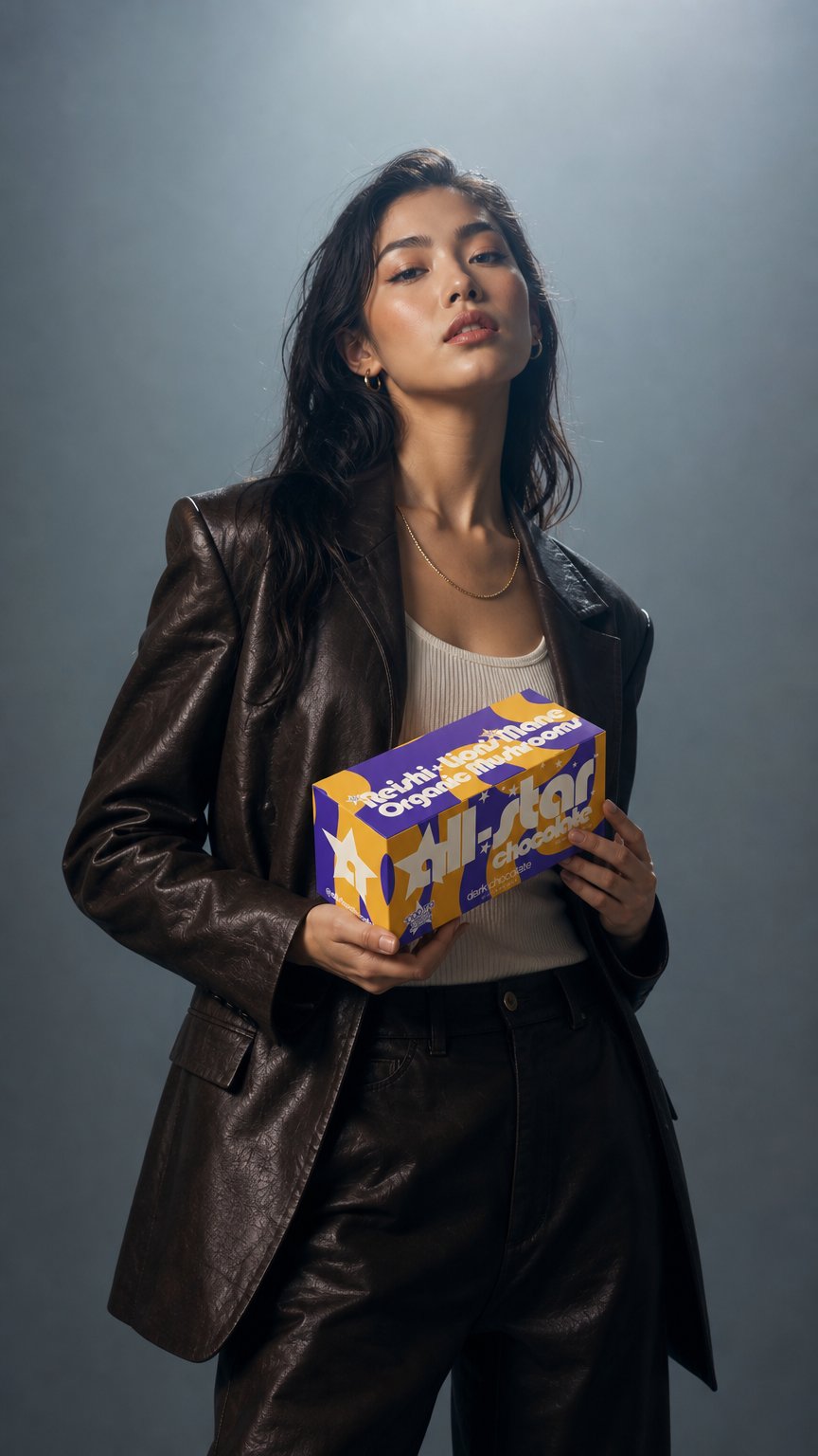 AI product shot of dark chocolate +sea salt