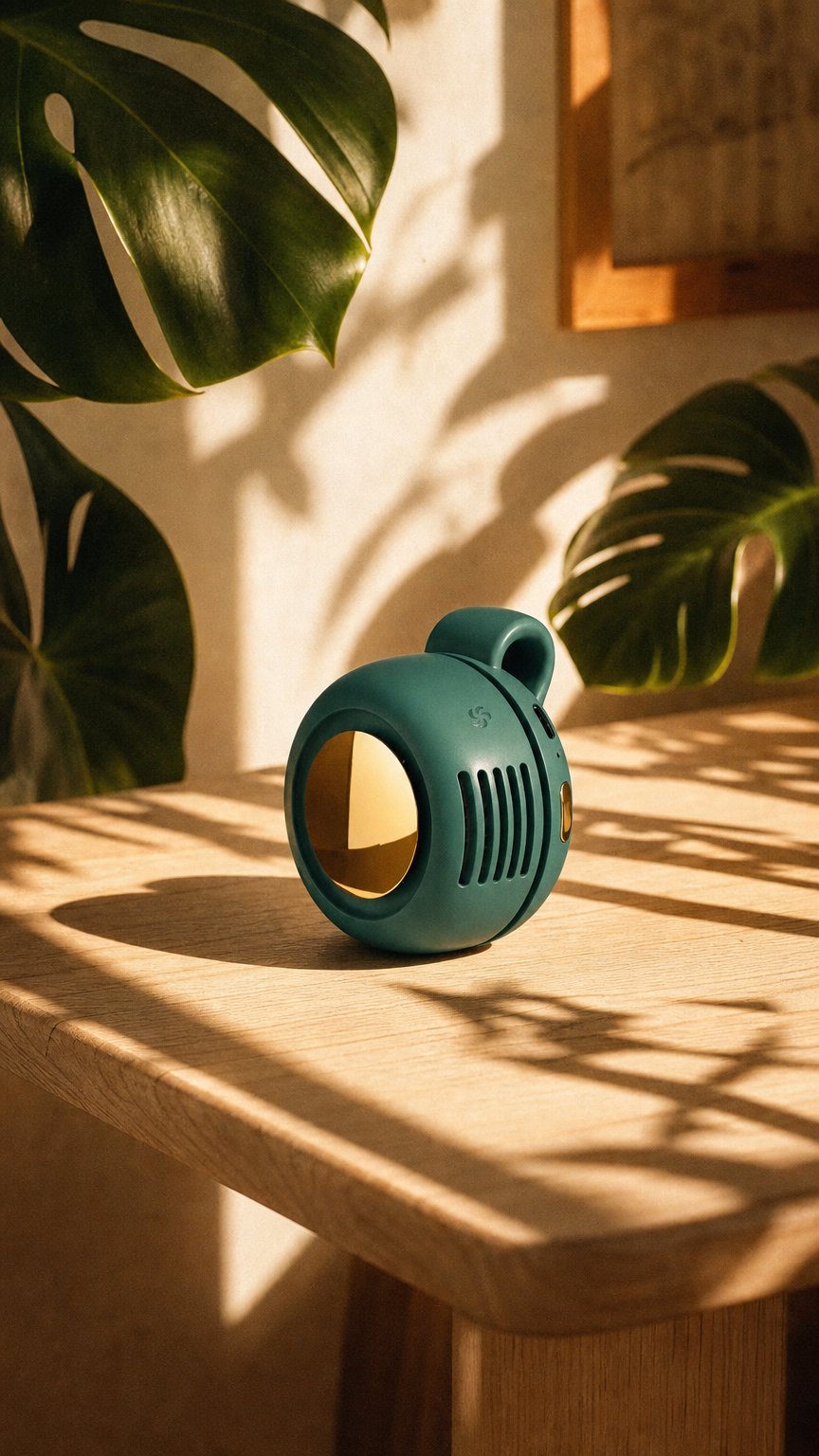 AI product shot of BREEZO Portable Silent Mini Bladeless Fan