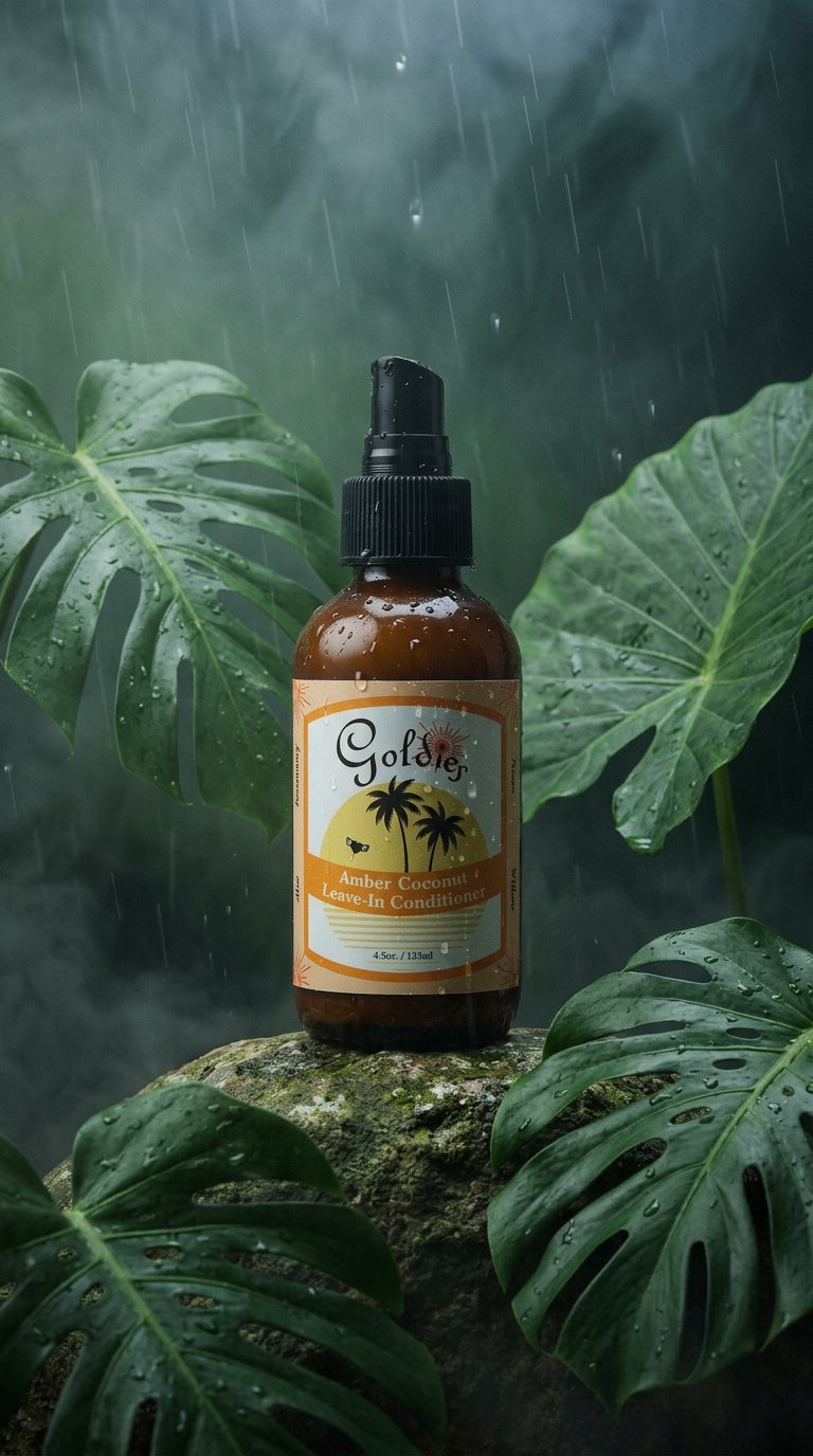 AI product shot of Amber Coconut Leave-in Conditioner