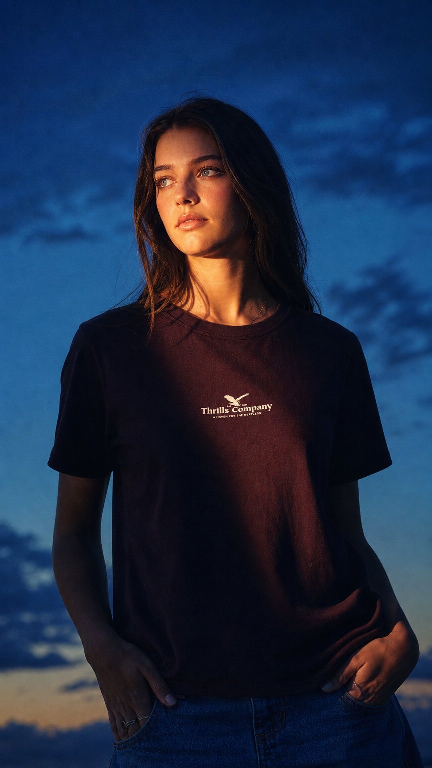 AI product shot of Haven For The Reckless Relaxed Tee - Aubergine