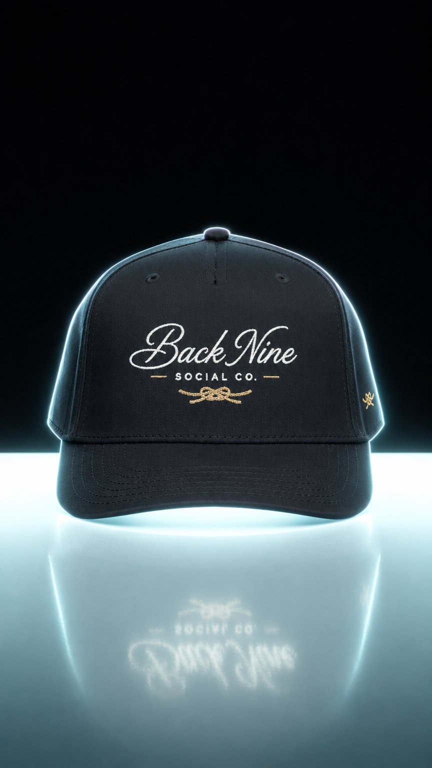 AI product shot of Back Nine Social Co - Black Snapback