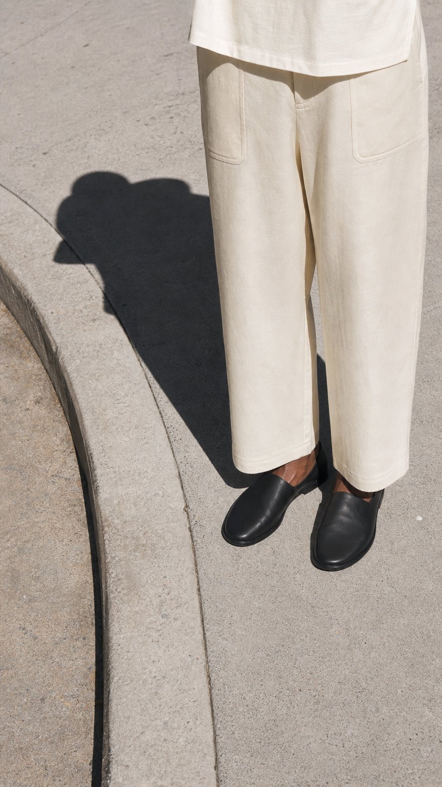 AI product shot of LINEN RELAXED-FIT BARREL-LEG TROUSERS