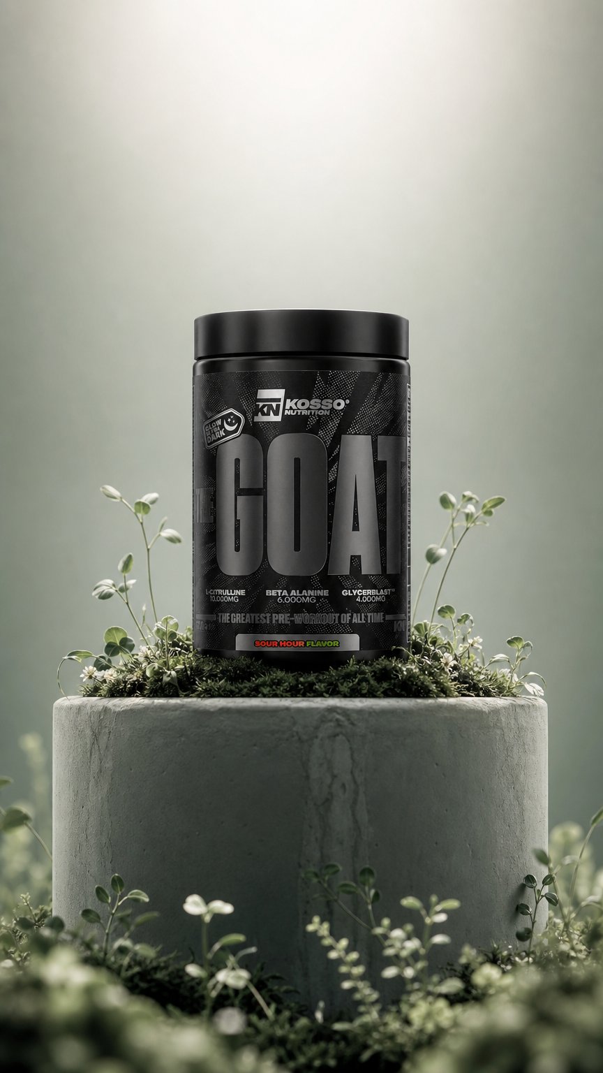 AI product shot of G.O.A.T. ULTIMATE PRE-WORKOUT