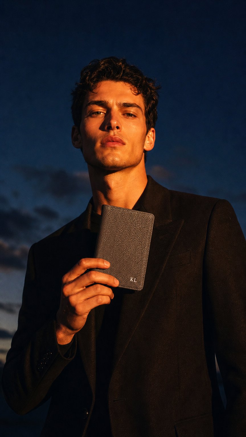 AI product shot of Grey Pebble Leather Personalized Passport Holder