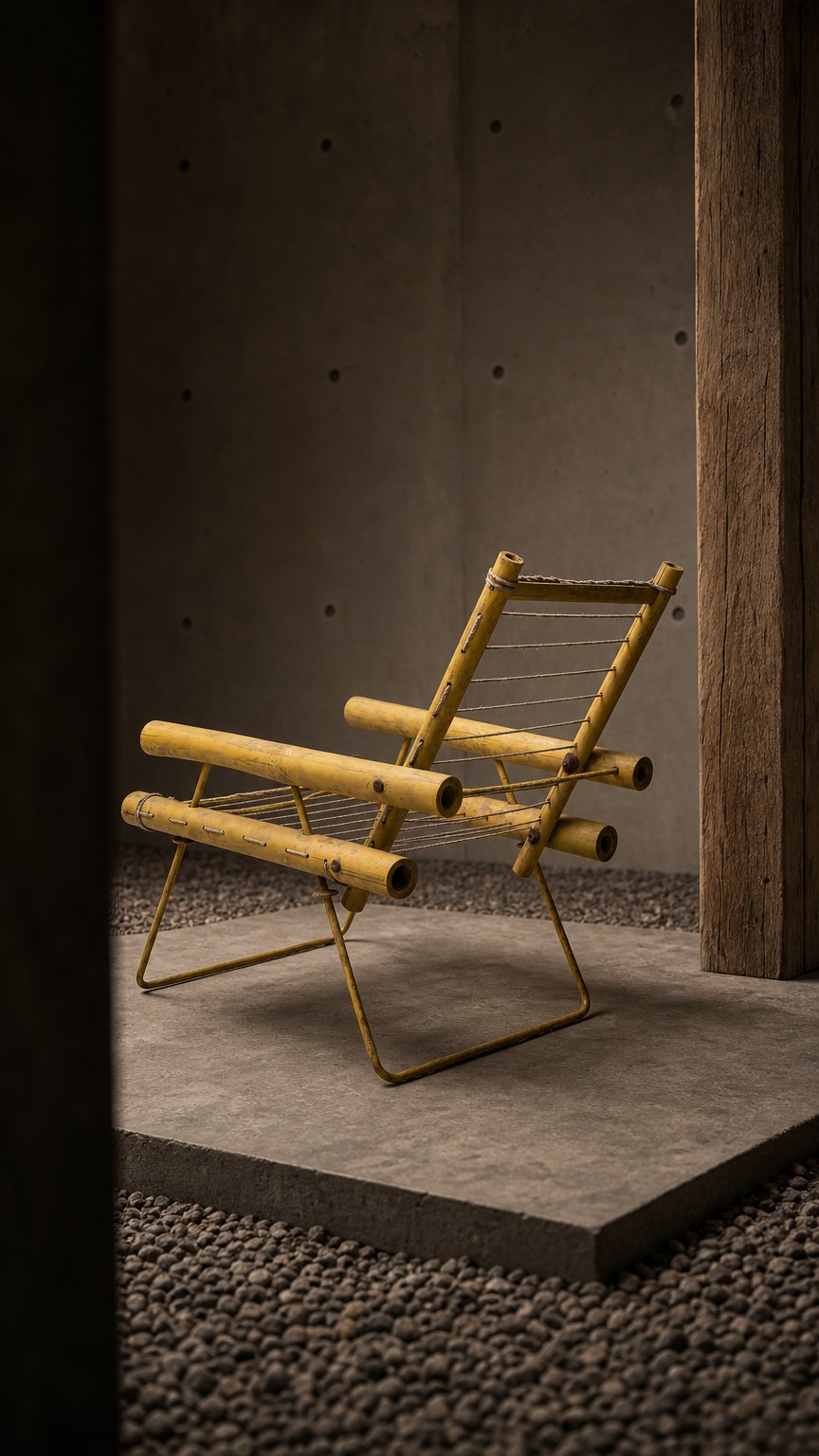 AI product shot of Bamboo Iron Arm Chair