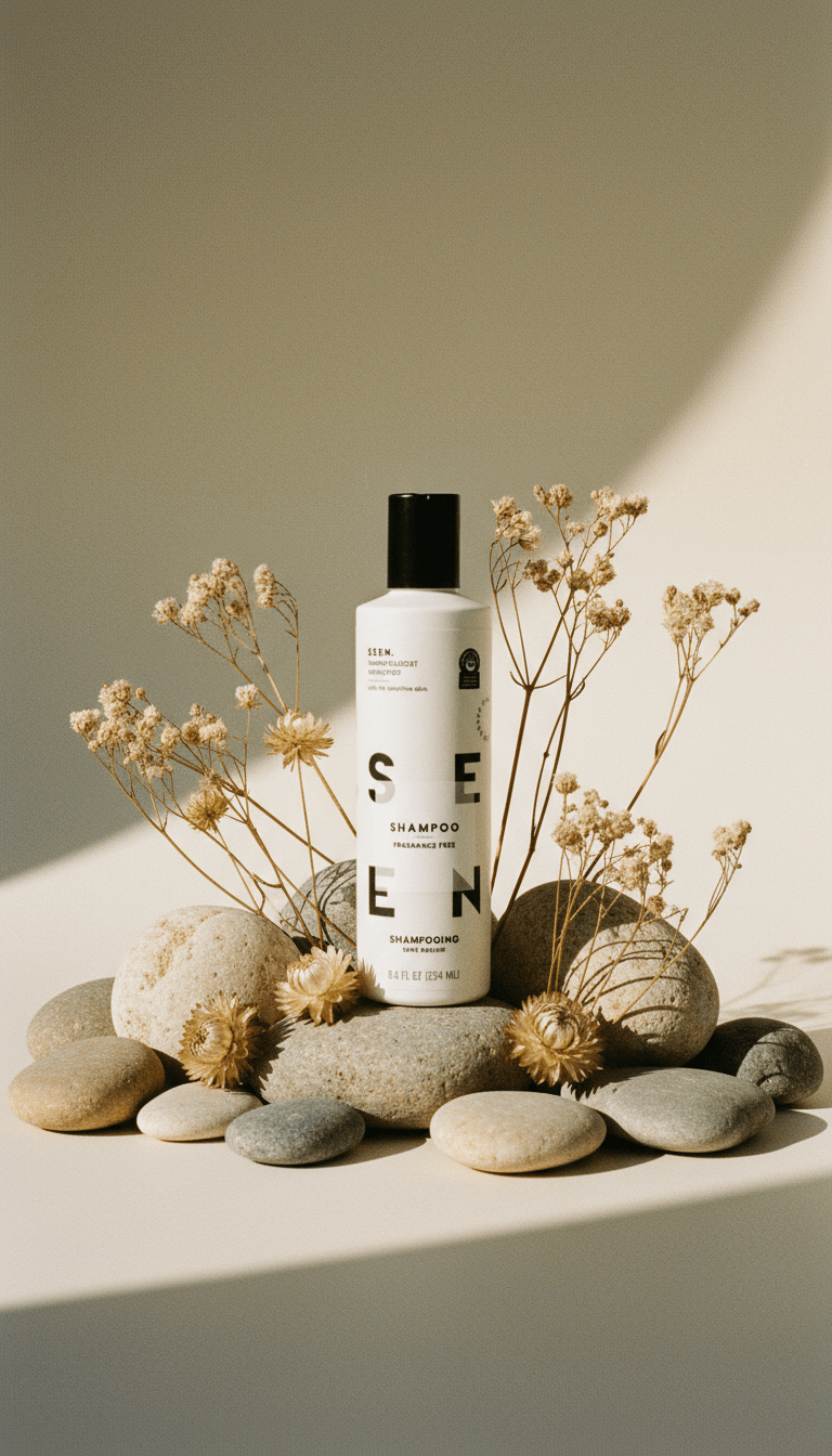 AI product shot of SEEN Shampoo, Fragrance Free
